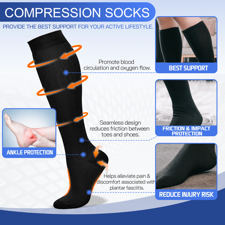 Travel Anti-Fatigue Flight Compression Socks - L