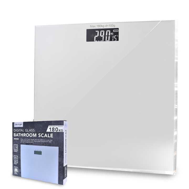 Clevinger Silver Digital Glass Bathroom Scale Max Capacity 180KG