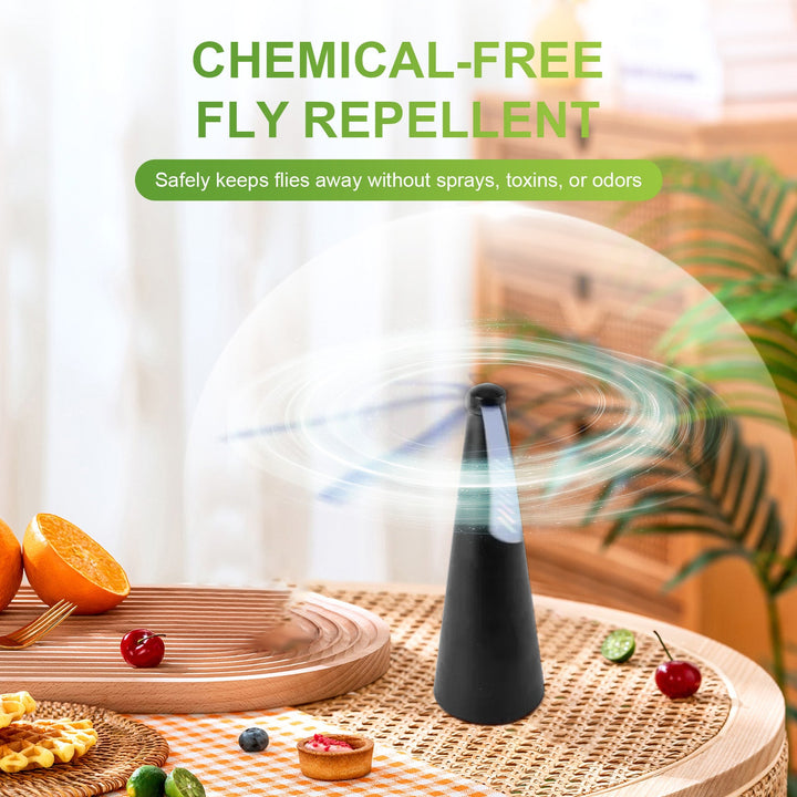 Battery Operated Shoo-Fly Chemical Free Fly Repellent Fan Gold