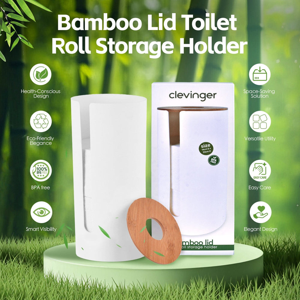 Clevinger bathroom accessories 1/2 Pcs Bamboo Lid Toilet Roll Storage Holder
