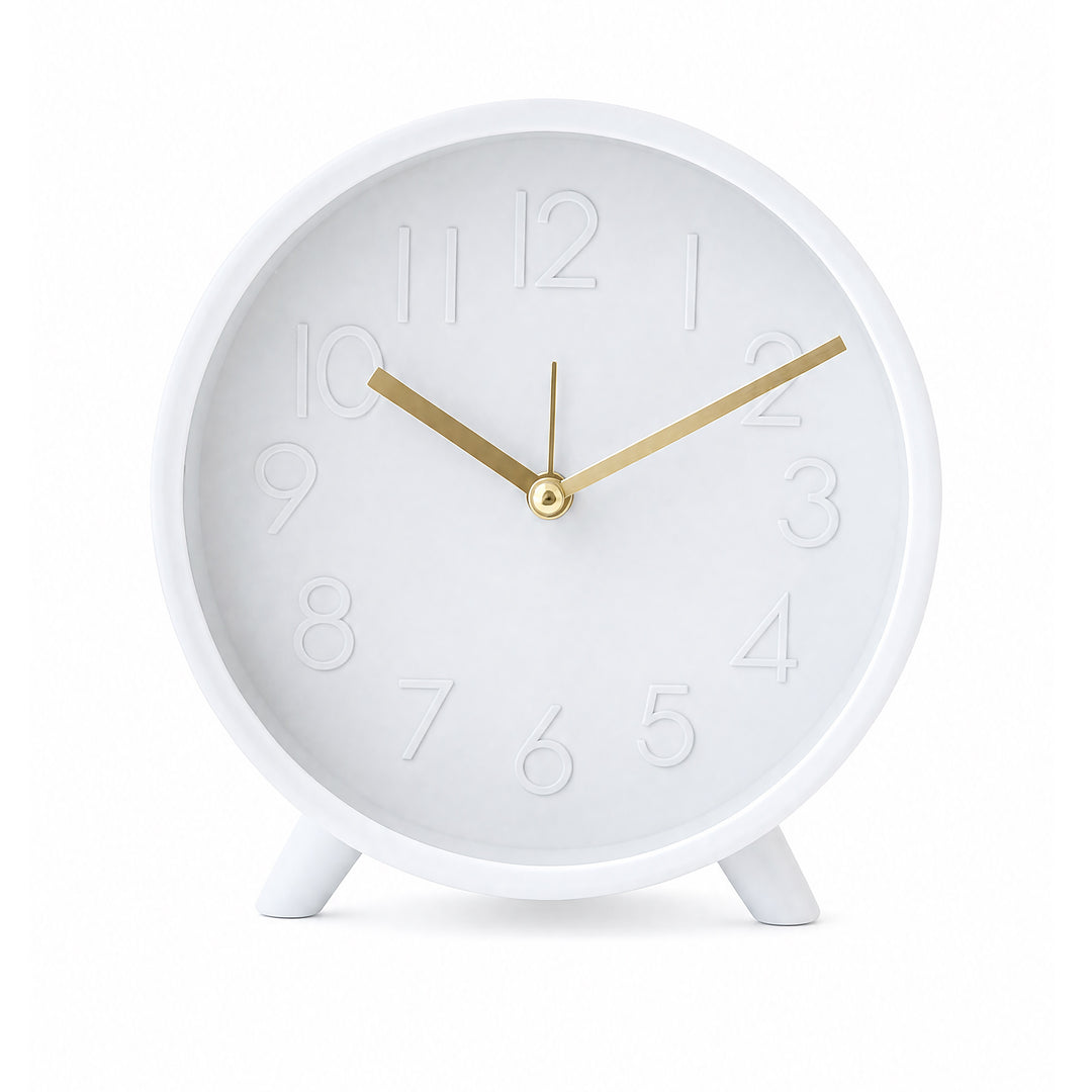 Clevinger White & Gold Tabletop Alarm Clock | 14.7cm