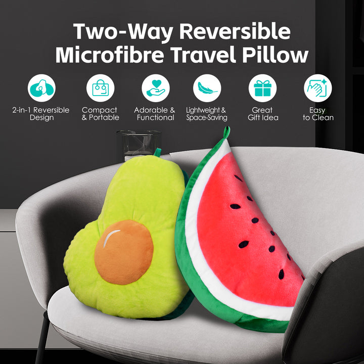 Two-Way Reversible Microfibre Travel Pillow-Avocado