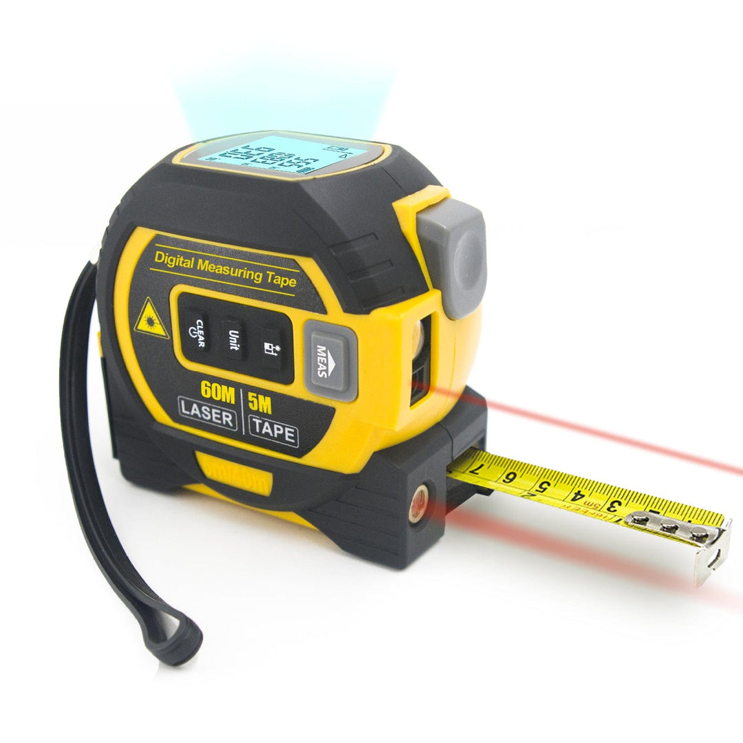 Living Today laser tape measure 60m Laser Measure, Cross-line Laser Level, 5m Tape Measure Yellow