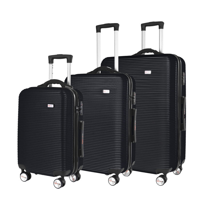 Flightmode 3 pcs 20"/24"/28" Digital Weighing Scale and USB Charging Port Lightweight Luggage Suitcase Black