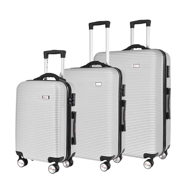 Flightmode 3 pcs 20"/24"/28" Digital Weighing Scale and USB Charging Port Lightweight Luggage Suitcase Silver