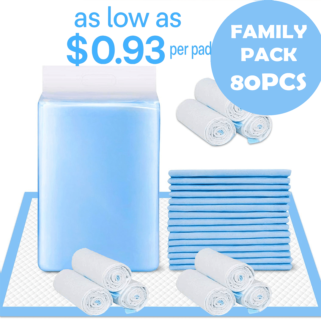 80 Pcs Adult Disposable Bed Underpads – 90 × 60 cm Super Absorbent Incontinence Sheets with Waterproof Backing