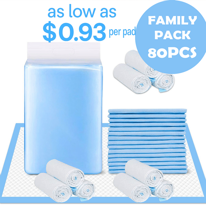 80 Pcs Adult Disposable Bed Underpads – 90 × 60 cm Super Absorbent Incontinence Sheets with Waterproof Backing