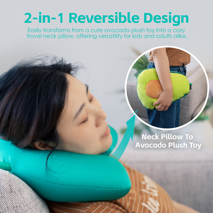 Two-Way Reversible Microfibre Travel Pillow-Avocado