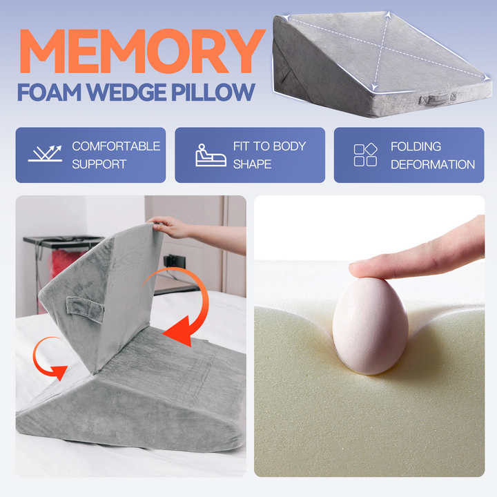 Wedge Pillow - Memory Foam Adjustable Bed Pillow