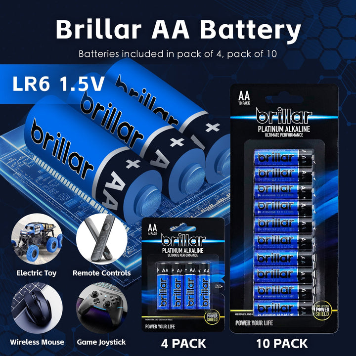 8 Pcs Brillar AA Platinum Alkaline Batteries