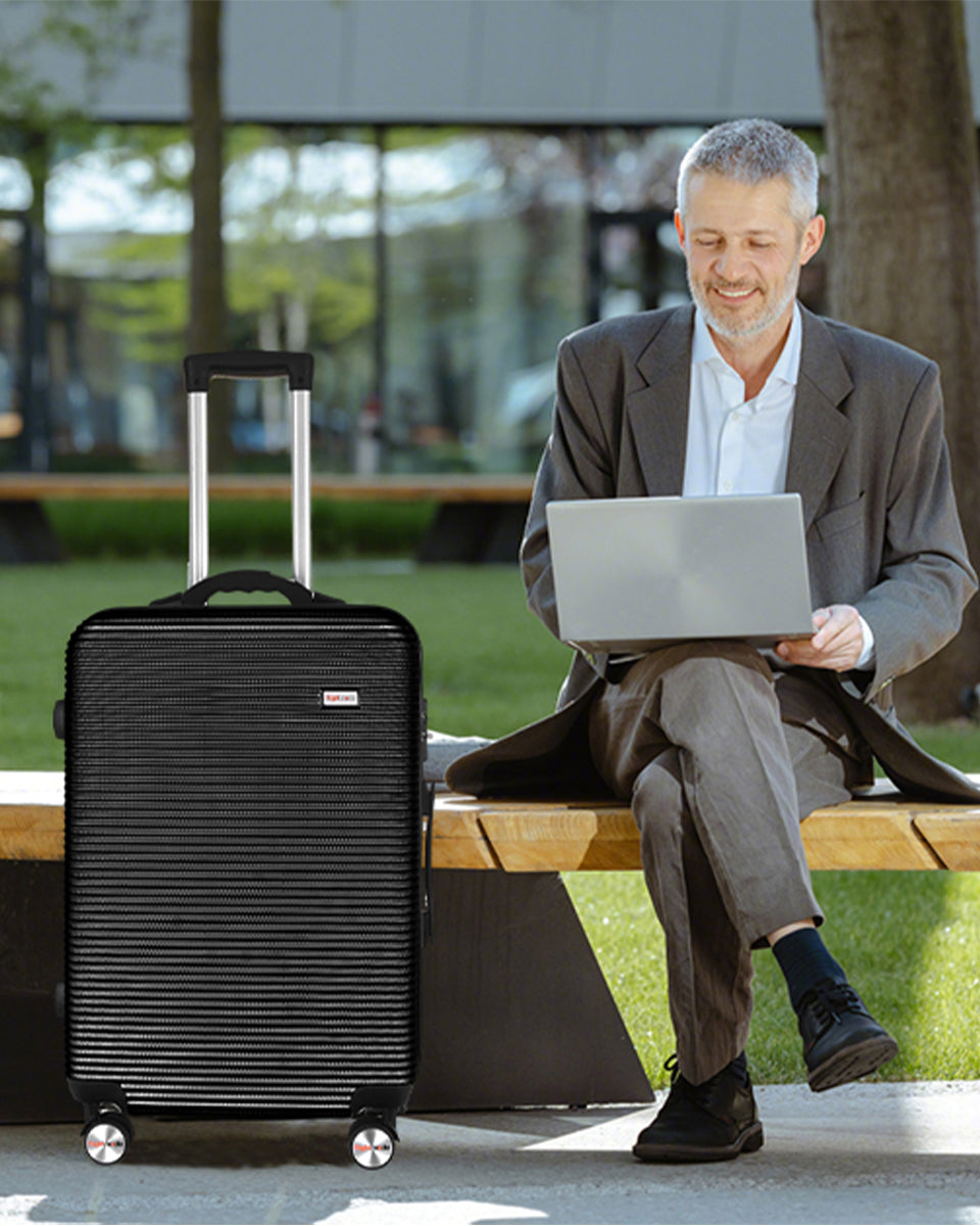 3-Piece Digital Luggage Set (20″/24″/28″) with Weighing Scale & USB Charging – Black