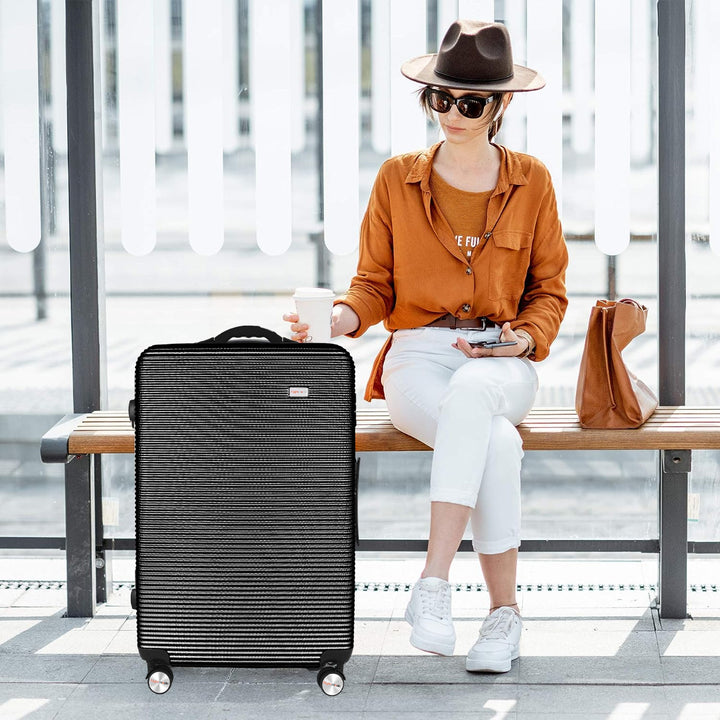 3-Piece Digital Luggage Set (20″/24″/28″) with Weighing Scale & USB Charging – Black