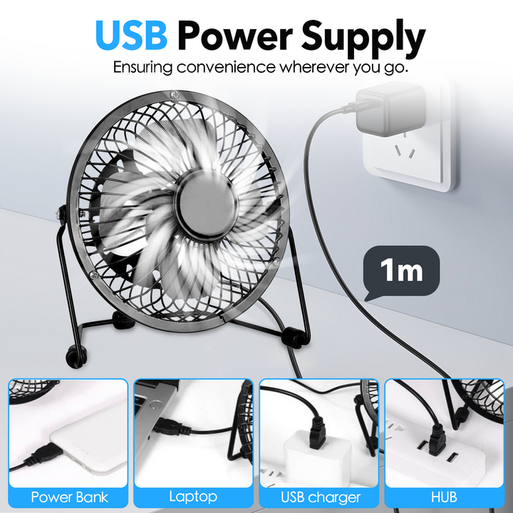 360 Degree Tilt Adjustable USB Portable Mini Desk Fan