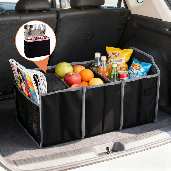 Collapsible Car Trunk Organiser with Cooler Bag