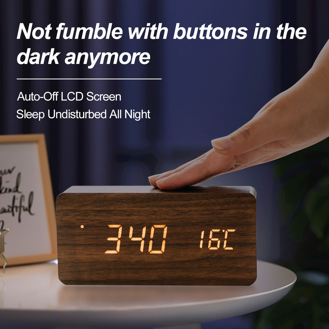 Sound Control Digital Alarm Clock & Thermometer