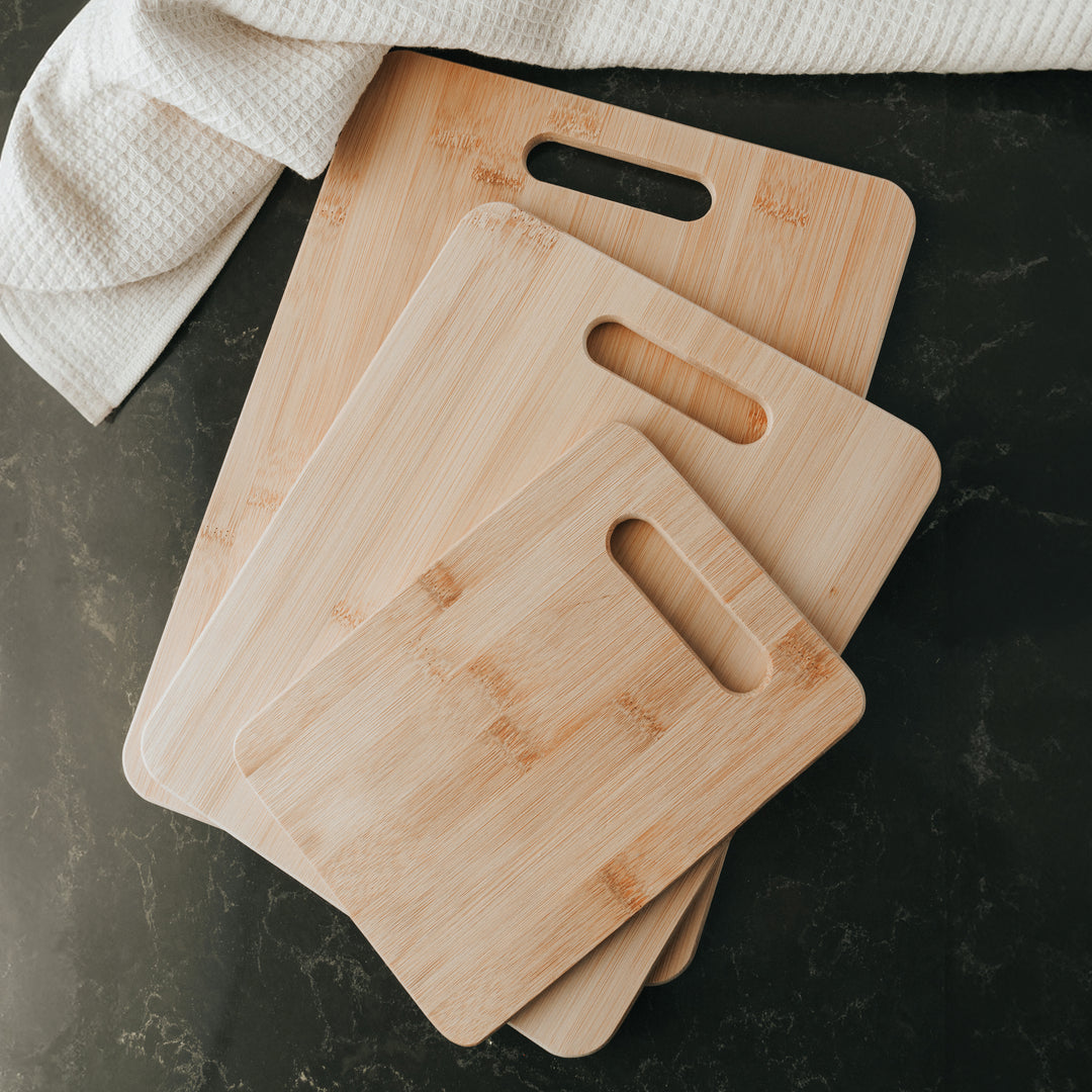 3 Pcs Bamboo Cheese Cutting & Serving Chopping Board Set