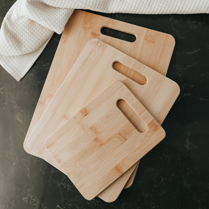 3 Pcs Bamboo Cheese Cutting & Serving Chopping Board Set