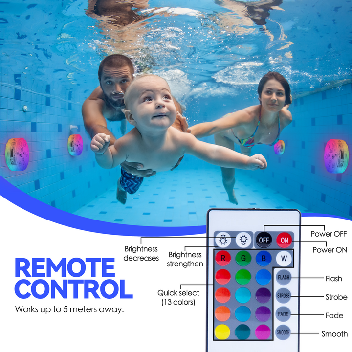 Lazy Dayz 13 Colors LED Remote Pool Light 4 Pack