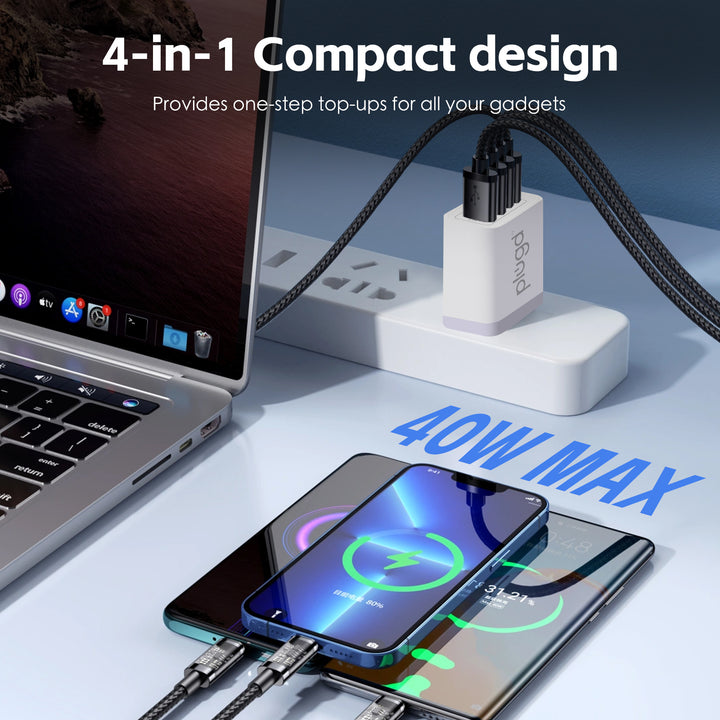 4 PORT  WALL CHARGER USB C+USB A