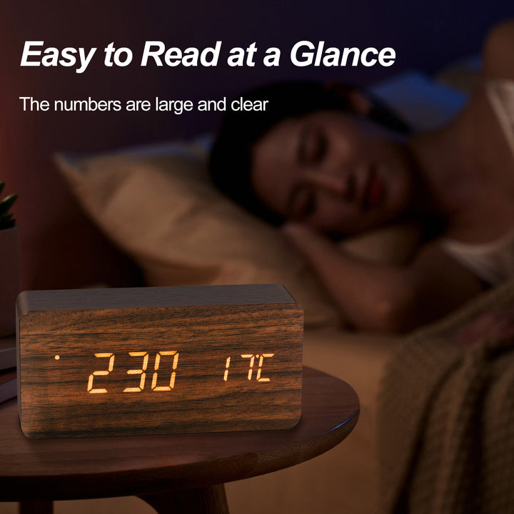Sound Control Digital Alarm Clock & Thermometer