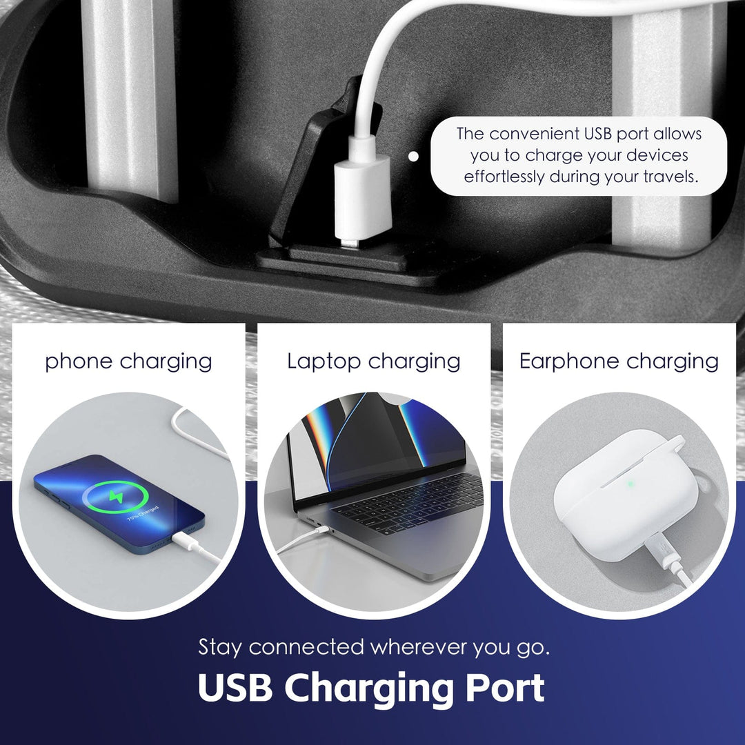 Flightmode 28" Digital Weighing Scale and USB Charging Port Lightweight Luggage Suitcase Blue