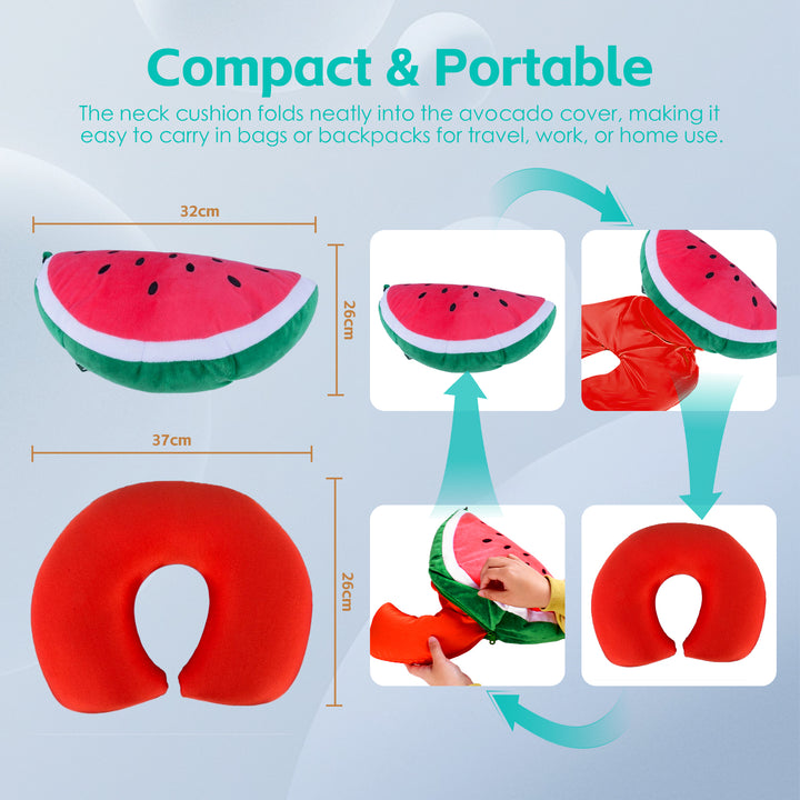Two-Way Reversible Microfibre Travel Pillow-Watermelon