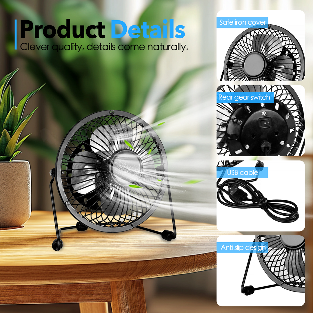 360 Degree Tilt Adjustable USB Portable Mini Desk Fan