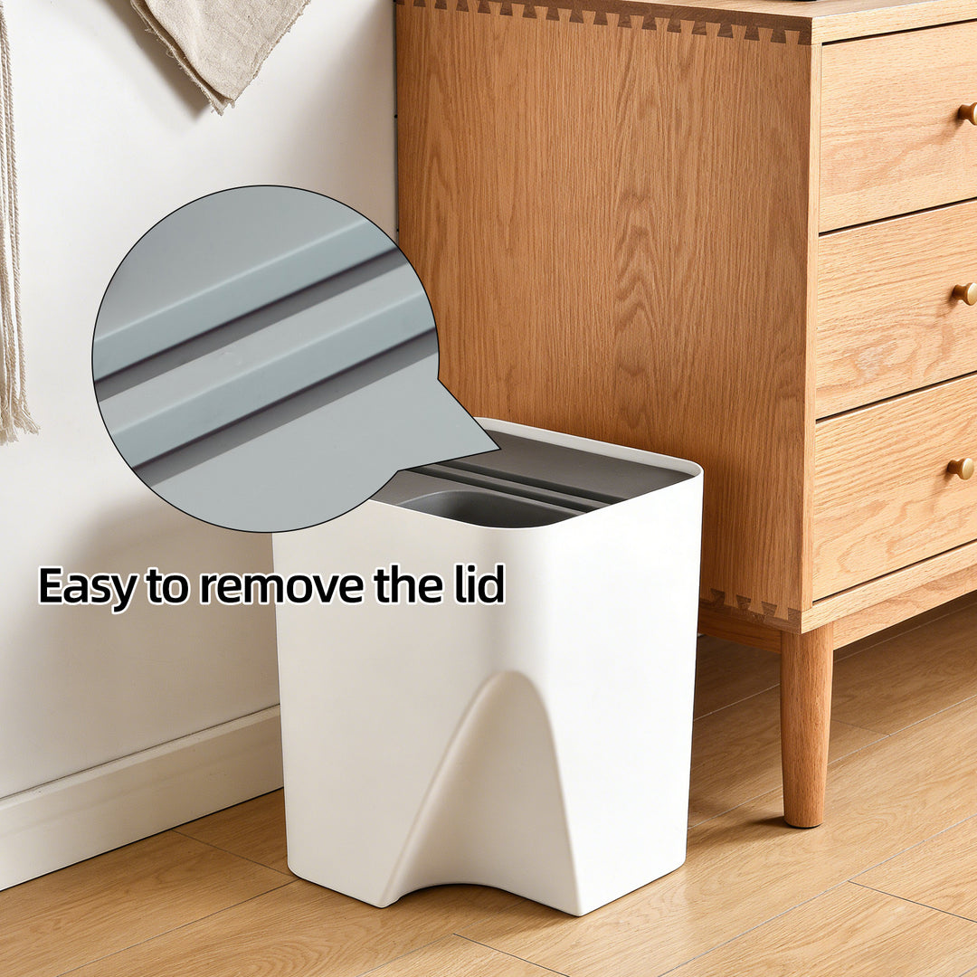 2 Pcs 12L+18L Stackable Plastic Kitchen Trash Bin Household Classification Storage Box