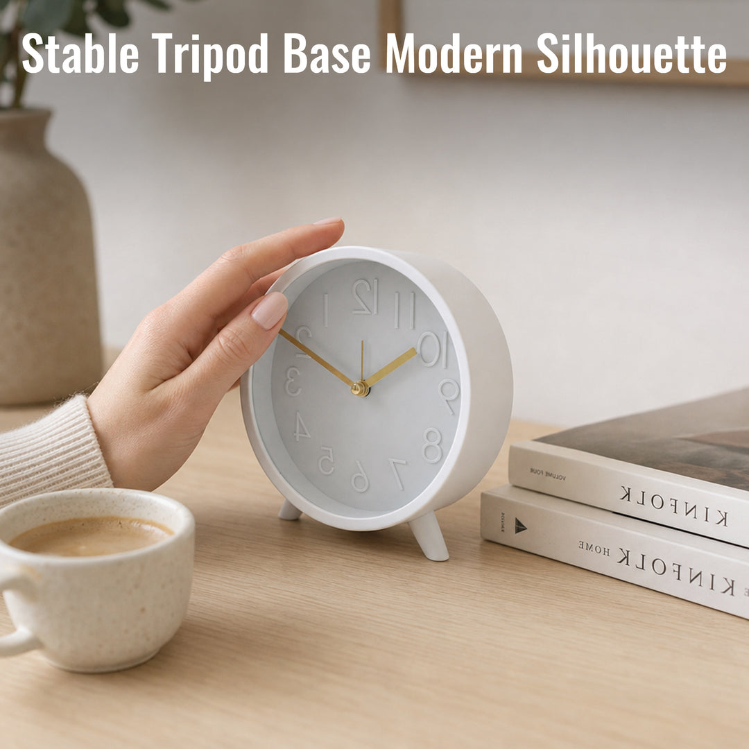 Clevinger White & Gold Tabletop Alarm Clock | 14.7cm