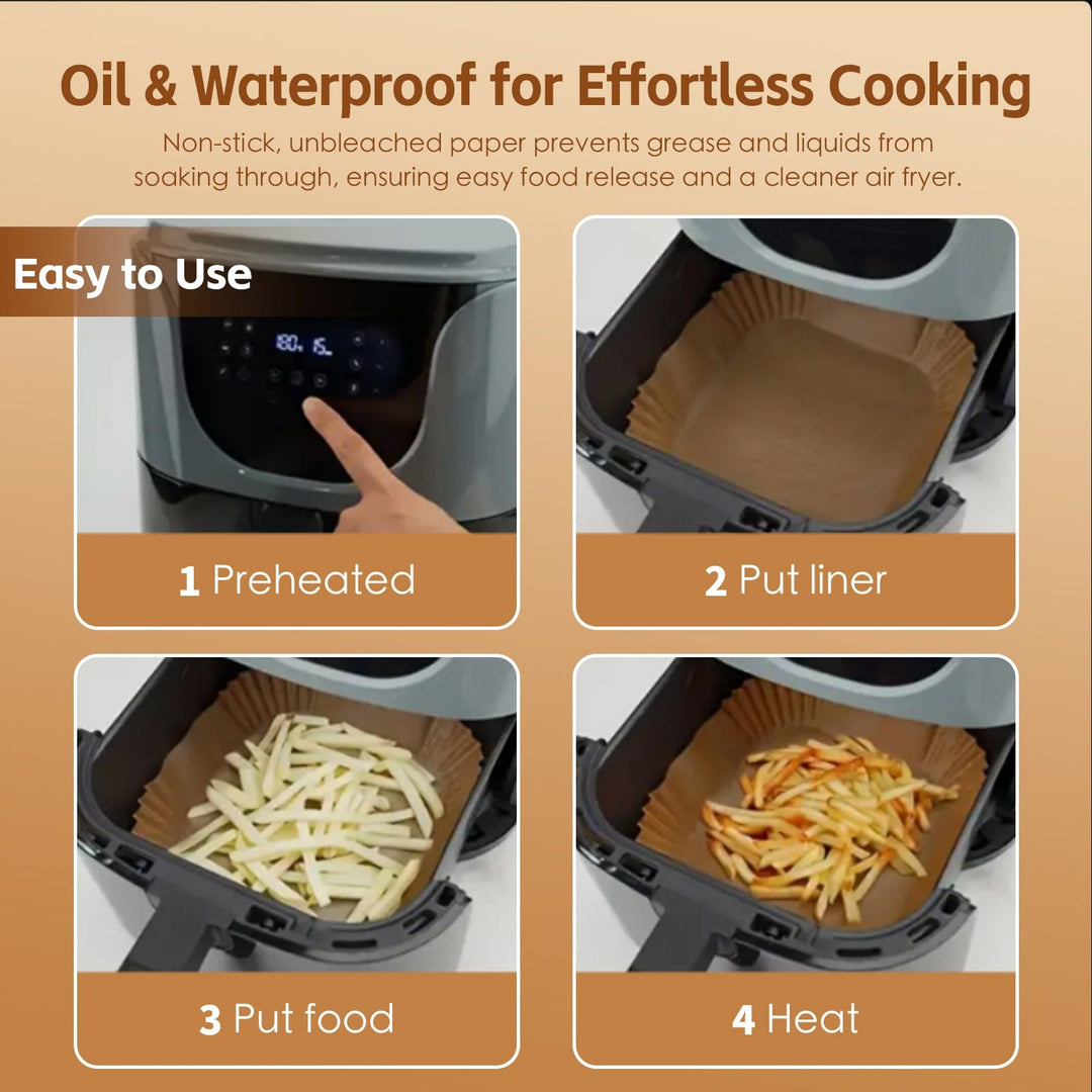 200 Pcs Disposable Unbleached Silicone Paper Dish Air-fryer Liner (100 small round + 100 small square))