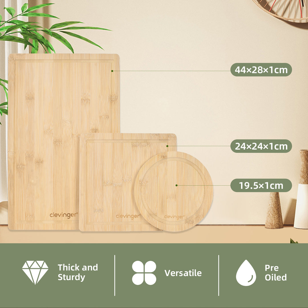 3 Pcs Bamboo Cutting Board