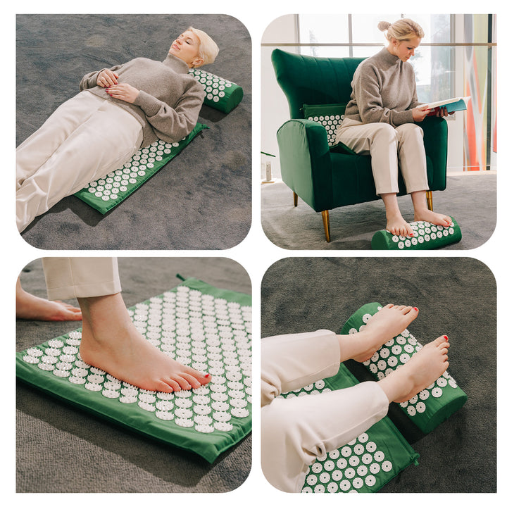 Acupressure Mat and Pillow Set with Bag