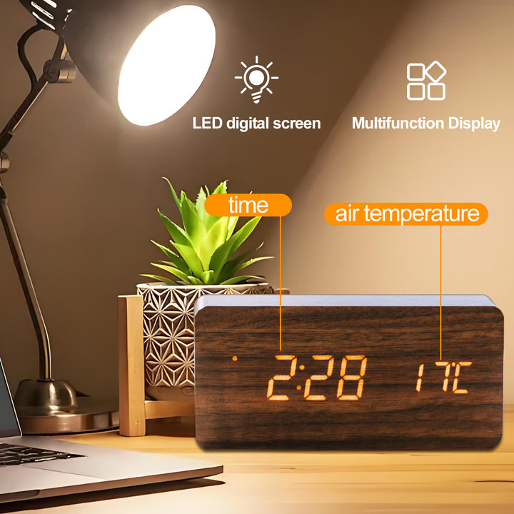 Sound Control Digital Alarm Clock & Thermometer