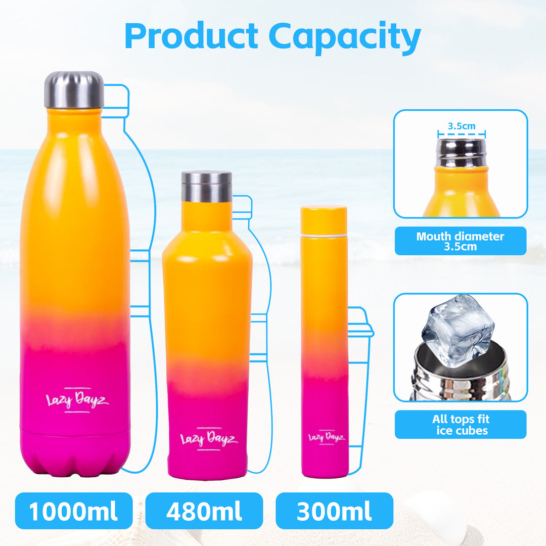 Lazy Dayz Jumbo Drink Bottle 1L - Orange Pink Ombre
