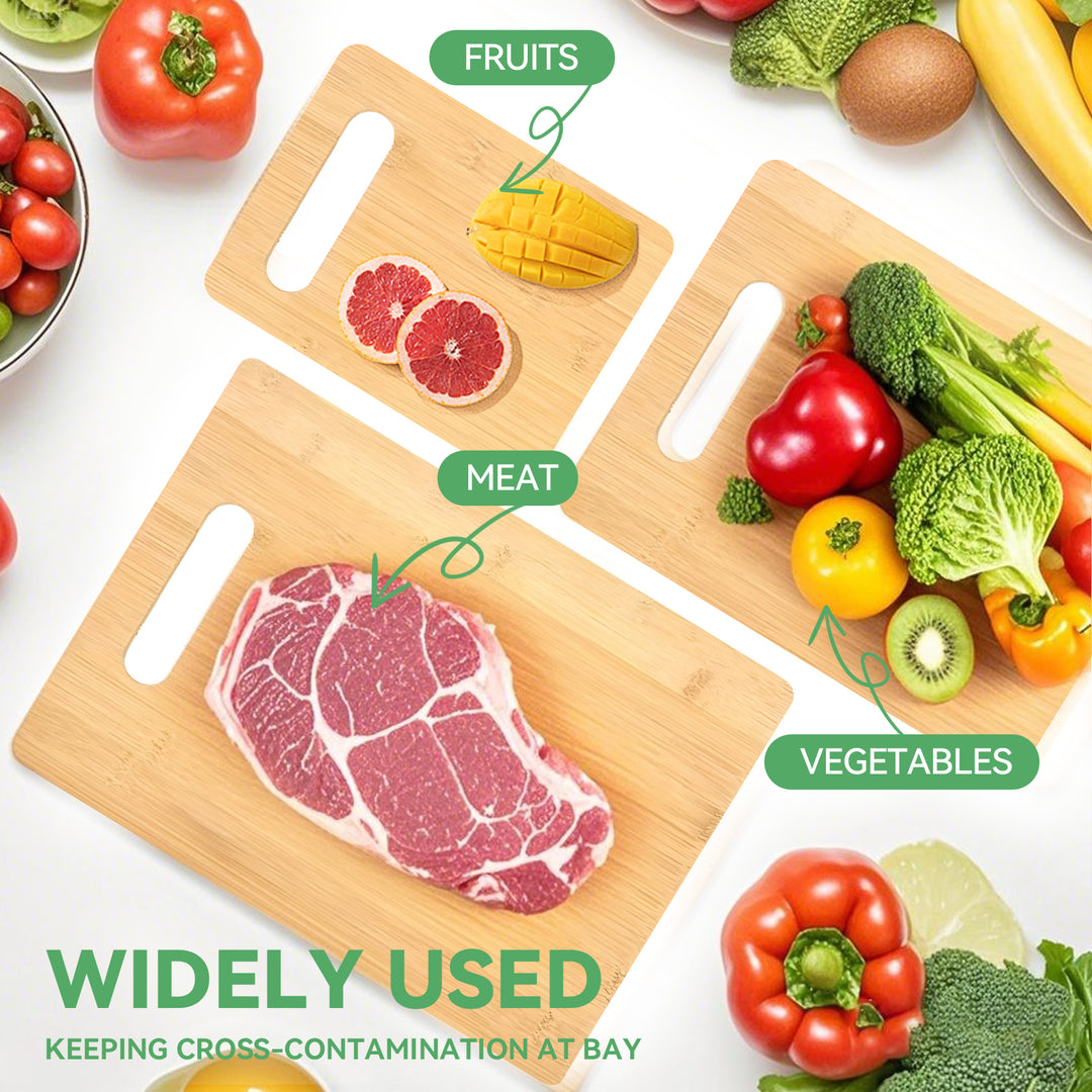 3 Pcs Bamboo Cheese Cutting & Serving Chopping Board Set
