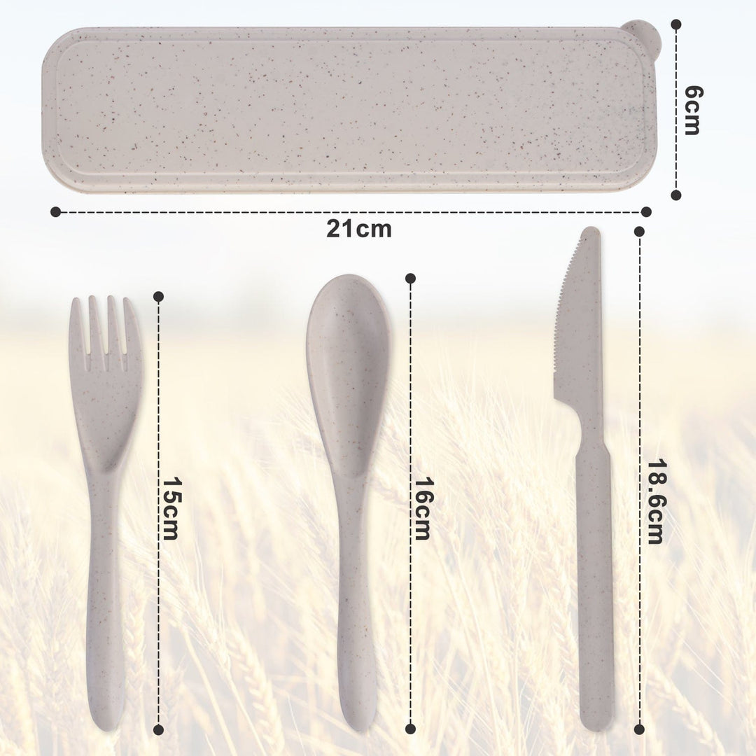 Living Today cutlery set Clevinger Reusable Wheat Straw Fibre Cutlery Set with Case - Green