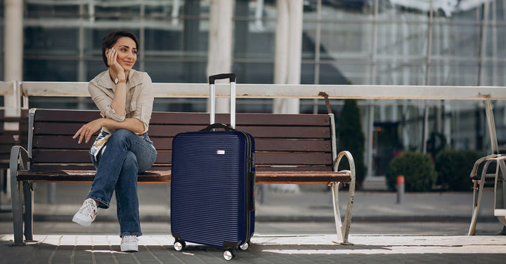 3 pcs 20"/24"/28" Digital Weighing Scale and USB Charging Port Lightweight Luggage Suitcase Blue