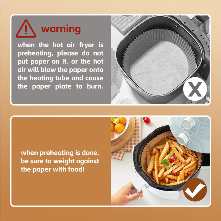 200 Pcs Disposable Unbleached Silicone Paper Dish Air-fryer Liner (100 small round + 100 small square))