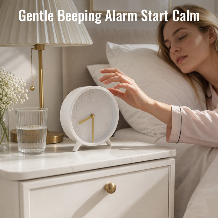 Clevinger White & Gold Tabletop Alarm Clock | 14.7cm