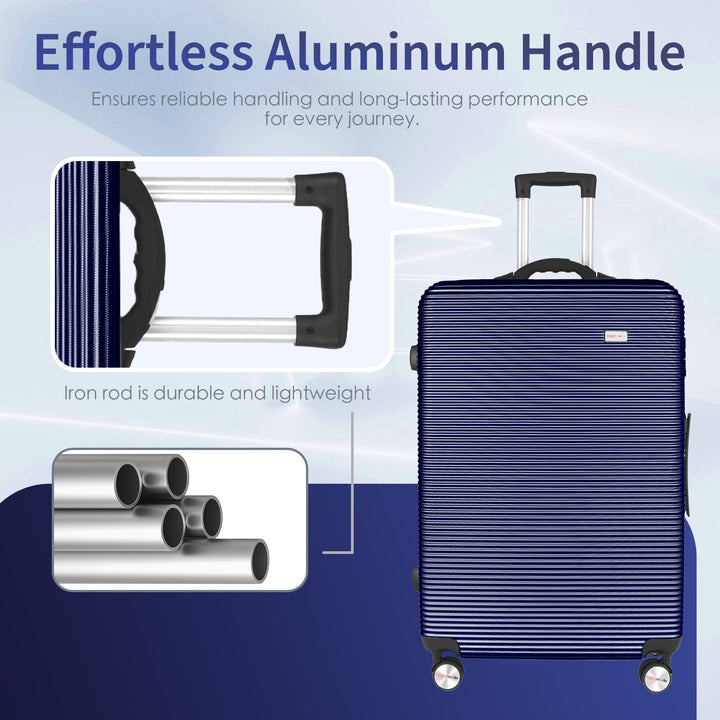 3 pcs 20"/24"/28" Digital Weighing Scale and USB Charging Port Lightweight Luggage Suitcase Blue