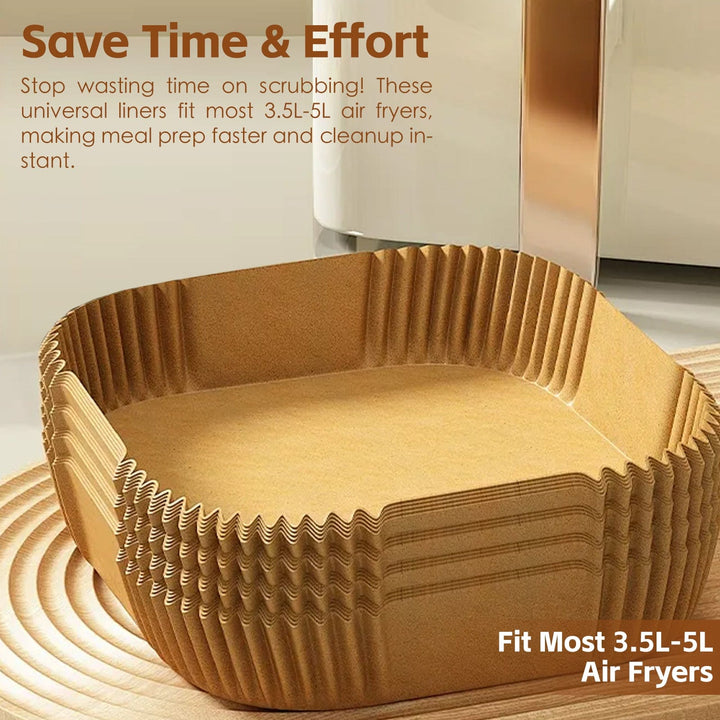 200 Pcs Disposable Unbleached Silicone Paper Dish Air-fryer Liner (100 small round + 100 small square))
