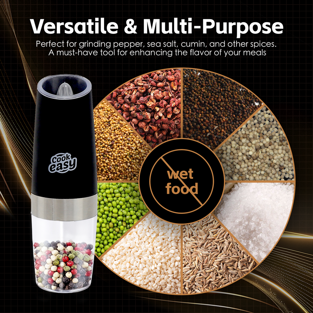 2 Pcs Gravity Sensor Electric Salt and Pepper Spice Grinder