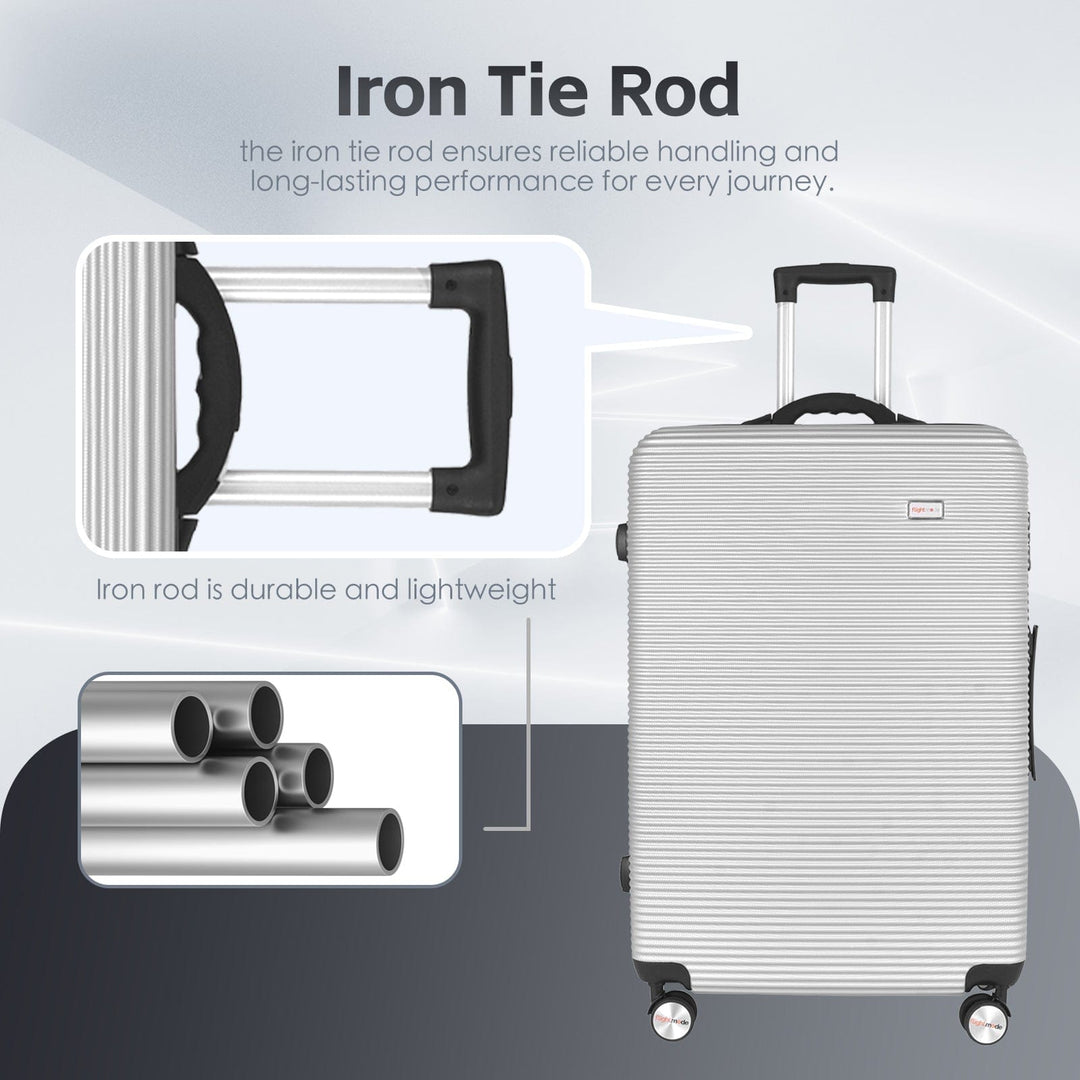 Flightmode 28" Digital Weighing Scale and USB Charging Port Lightweight Luggage Suitcase Silver