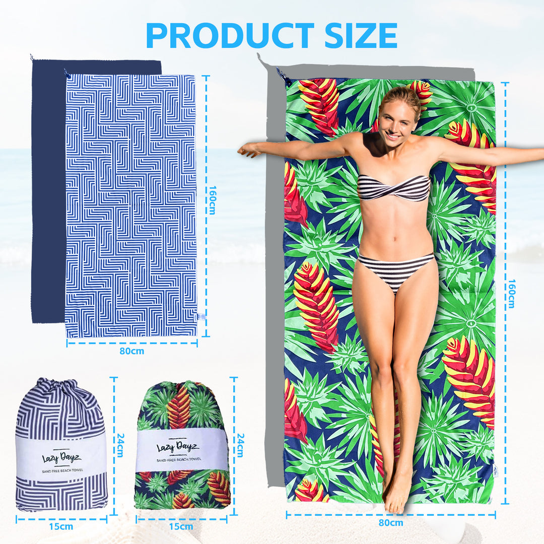 Lazy Dayz Quick Drying Sand Free Beach Towel - Makena