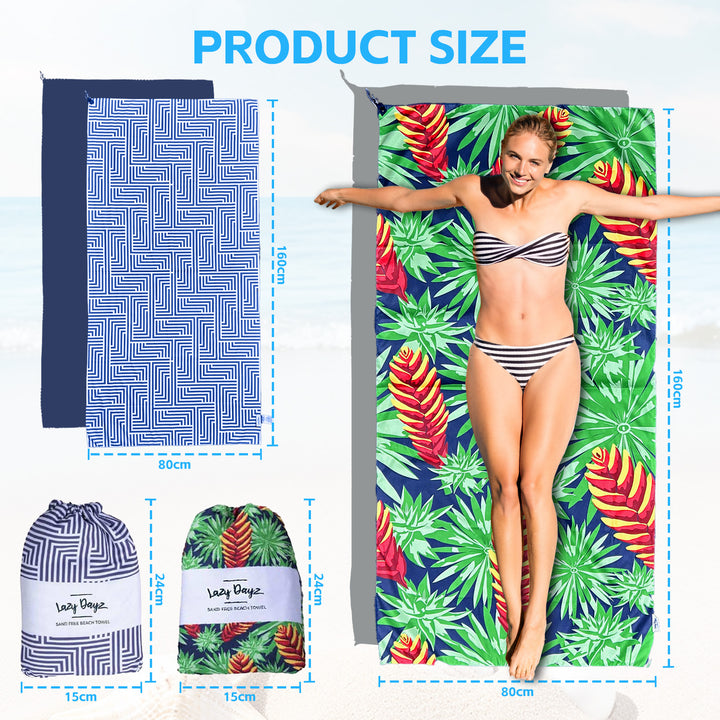 Lazy Dayz Quick Drying Sand Free Beach Towel - Makena