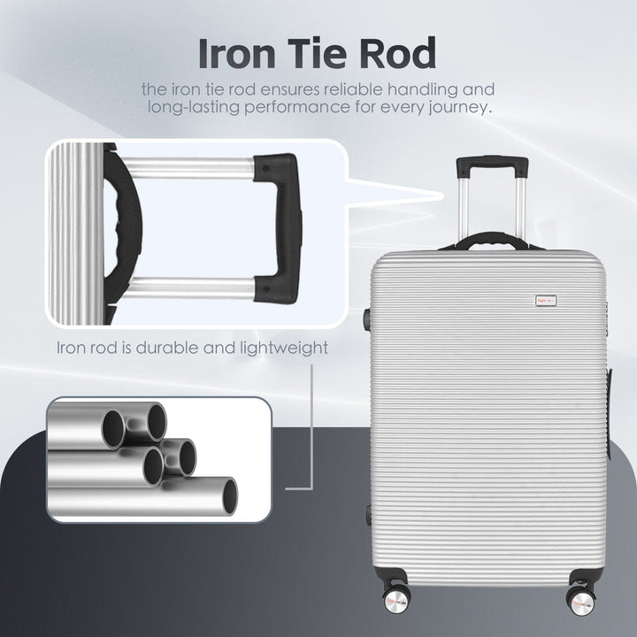 Flightmode 3 pcs 20"/24"/28" Digital Weighing Scale and USB Charging Port Lightweight Luggage Suitcase Silver