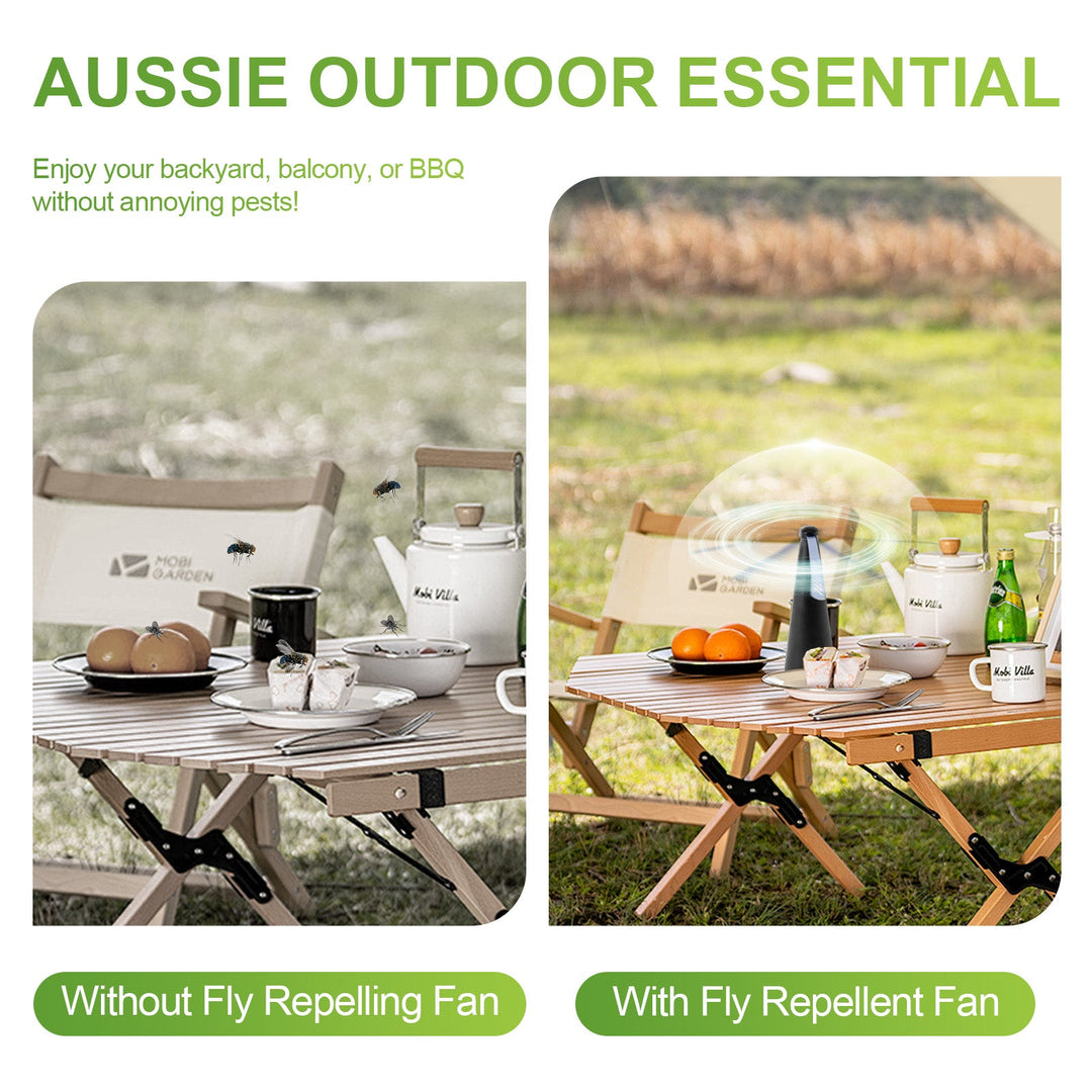 Battery Operated Shoo-Fly Chemical Free Fly Repellent Fan Gold