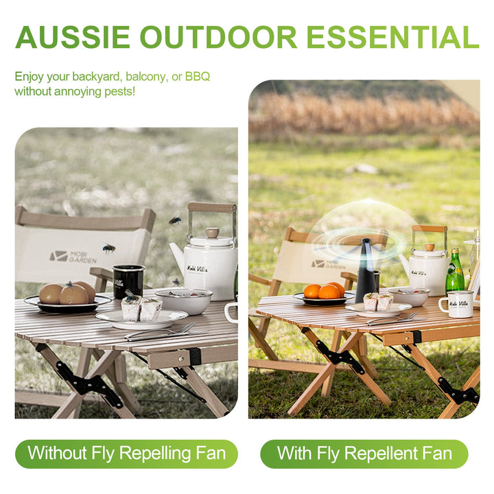 Battery Operated Shoo-Fly Chemical Free Fly Repellent Fan Gold