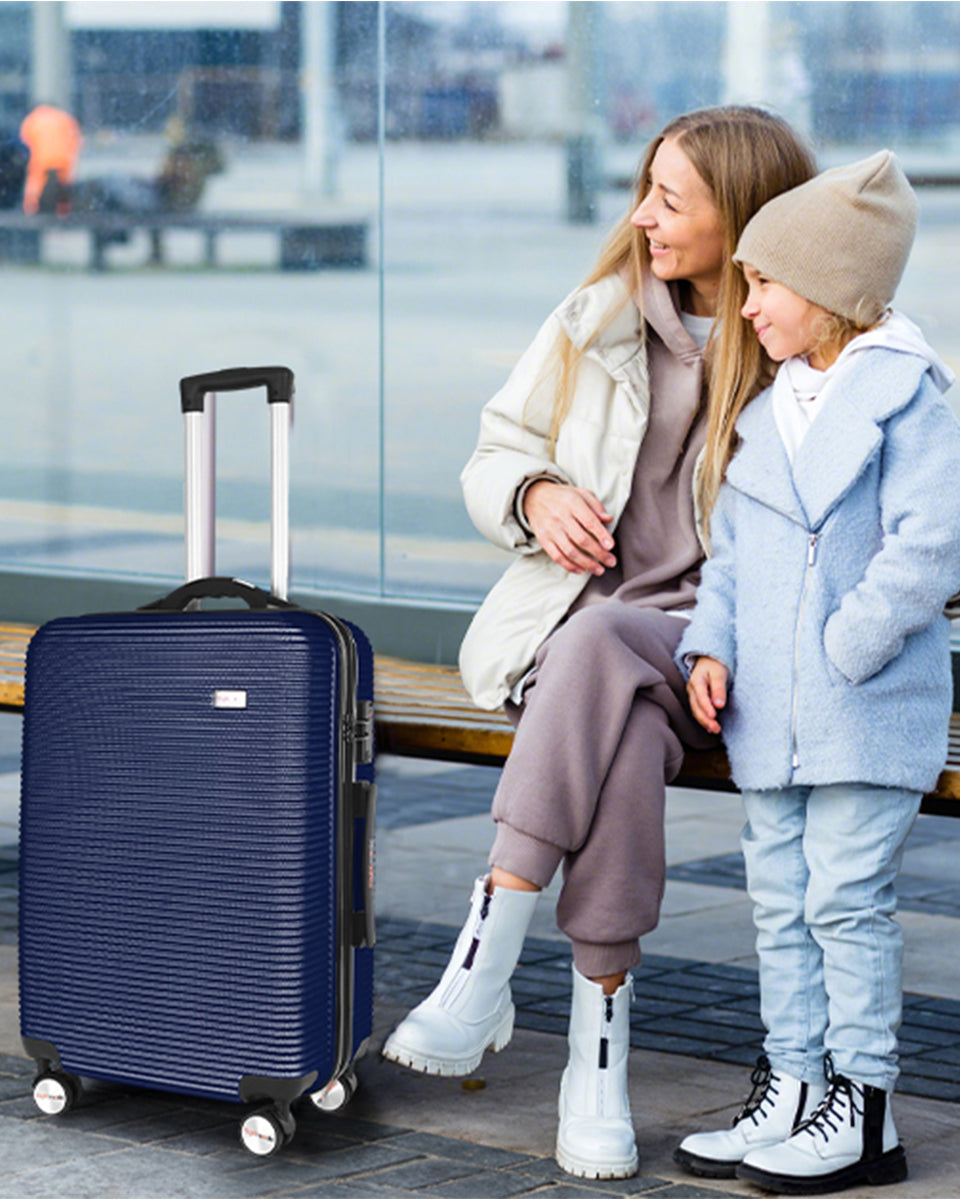 3 pcs 20"/24"/28" Digital Weighing Scale and USB Charging Port Lightweight Luggage Suitcase Blue