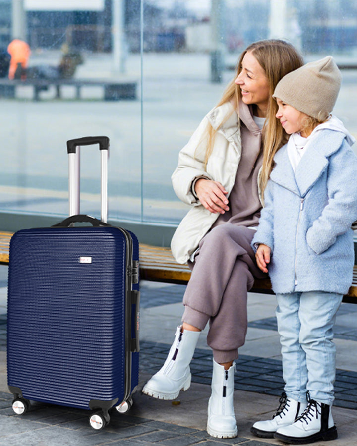 3 pcs 20"/24"/28" Digital Weighing Scale and USB Charging Port Lightweight Luggage Suitcase Blue
